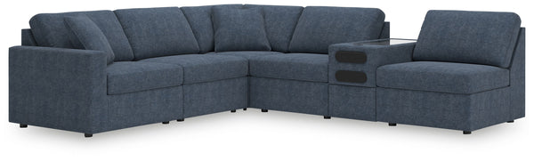 Looking cool and contemporary is great. But when it comes down to it, youâ€™re all about low-maintenance lounging. With the performance fabric on this sectional with audio console, cleaning spills is a breeze. Its customizable modular design caters to you