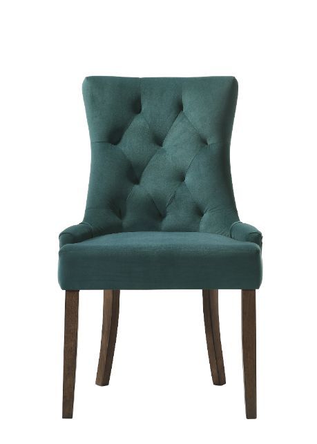 Farren - Side Chair (Set of 2) - Green Velvet & Espresso Finish