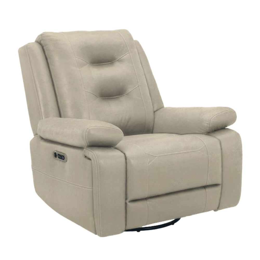 The Caldwell Power Recliner in Tahoe Fog is perfectly scaled for smaller spaces. Offering a neutral Tahoe Fog colored high-performance fabric cover, Caldwell features generously padded arms and USB charging in the easy-to-operate switch. Want to go cordle