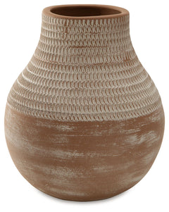 Casual, earthy design comes to life with this terra cotta vase. A distressed white patina is the perfect finish for this piece, giving it an understated presence to stand alone or in pairs on a shelf or display space.<br/><br/><b>Product Features</b><ul><