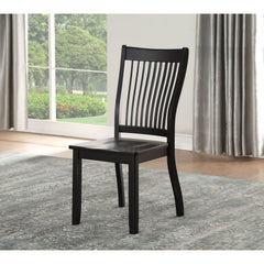Armless Chair Stationary Seat: Standard Dining Height Wood BACK & SEAT: Black Finish Backrest: Slatted (Mission Style), Black Finish Seat: Square Shape, Thick: 18mm Wood Tapered Leg: Black Finish<br/><br/><b>Product Features</b><ul><li>Armless Chair</li><