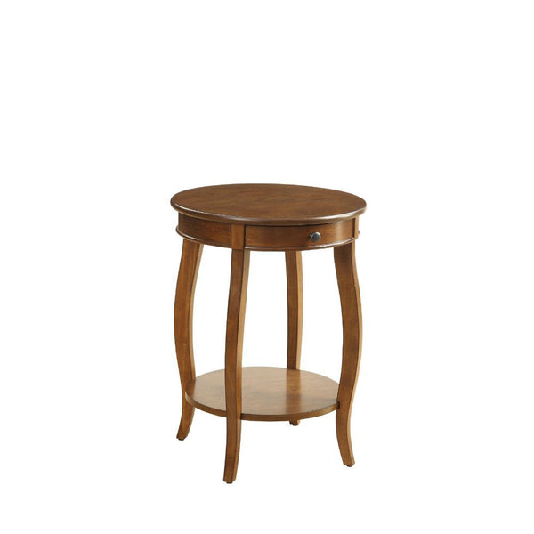 Add a little storage to your living room with this Alysa side table, which is designed to have lower storage and a small drawer for remotes or other items. The transitional silhouette in a cherry finish brings style and function at arms length. This table