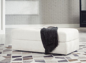 Craving casual refinement? This oversized accent ottoman has you covered. Its decidedly contemporary frame is covered in an ultra-soft neutral hue, lightening the mood in your living room with simple style and everyday comfort. With its chic-meets-cozy vi