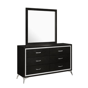 The Huxley Mirror in Black offers a blend of contemporary glam and durable construction for your home. This mirror is carefully crafted from manufactured woods and eco-friendly decorative laminate, ensuring long-lasting quality. Featuring clean lines and 