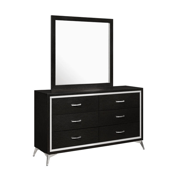 The Huxley Mirror in Black offers a blend of contemporary glam and durable construction for your home. This mirror is carefully crafted from manufactured woods and eco-friendly decorative laminate, ensuring long-lasting quality. Featuring clean lines and 