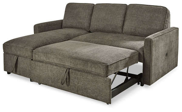 Kerle - Charcoal - Left Arm Facing Chaise with Pop Up Bed 2 Pc Sectional