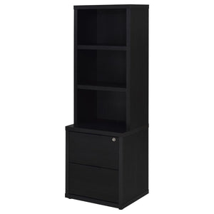 Westpark - 3-Shelf Bookcase USB And Lockable Drawer - Black
