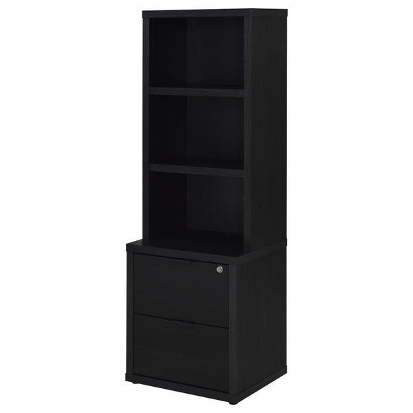 Westpark - 3-Shelf Bookcase USB And Lockable Drawer - Black