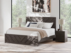  this king panel bed is a simply chic approach to modern living. A dark charcoal finish blends black and brown undertones to create a versatile look that effortlessly pairs with your existing pieces. And for an extra d