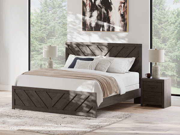  this king panel bed is a simply chic approach to modern living. A dark charcoal finish blends black and brown undertones to create a versatile look that effortlessly pairs with your existing pieces. And for an extra d