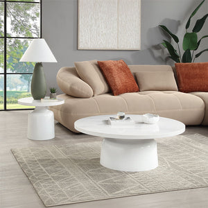Zaid - End Table - Engineering Marble & White High Gloss Finish