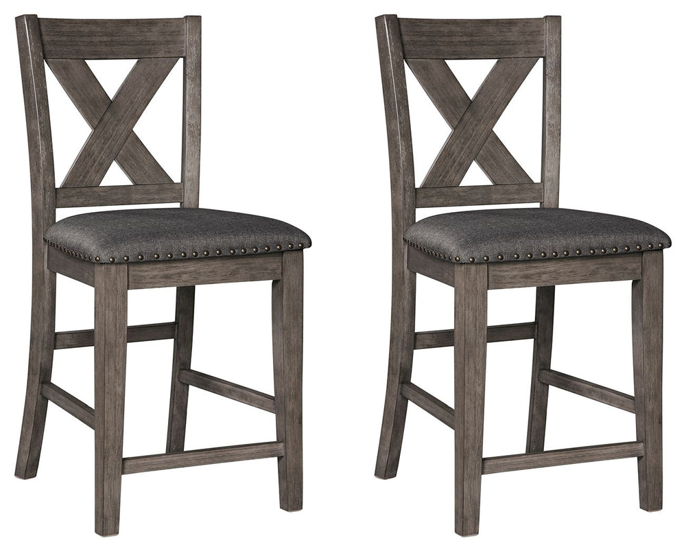 Bring a relaxed yet refined sense of good taste to a space with this bar stool. Clean-lined frame sports a gray-washed finish thatâ€™s so easy on the eyes. Covered in a complementary textured gray fabric, the stoolâ€™s cushioned upholstered seat goes easy