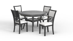 The elegant Gia 5 Piece Dining Table and Chair Set is built with durability and comfort in mind. This dining set provides spacious seating for four, and a handy storage shelf located under the table top to store dinnerware or decor. The dining table apron