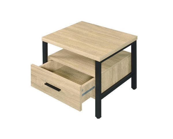 the Yawan Accent Table achieves aesthetic balance that blend into any room decor. Natural wood tone paired with black metal texture adds a uniquely attractive contrast to this t
