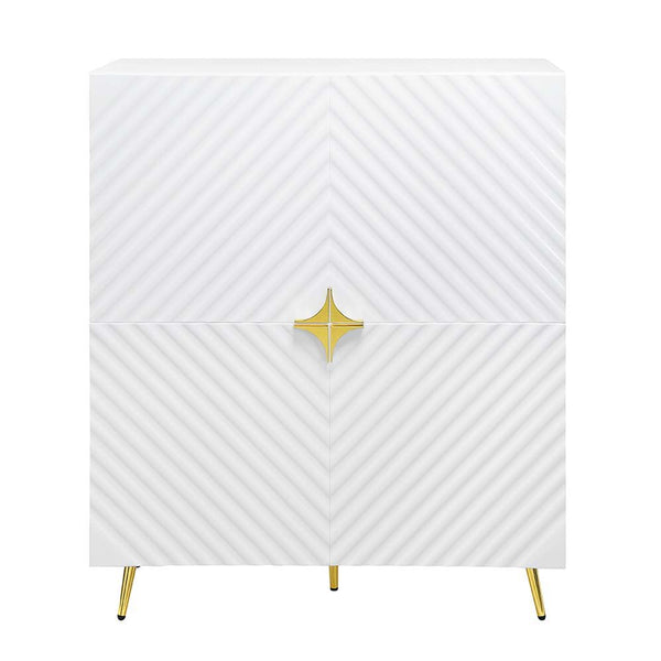 Gaines - Cabinet - White High Gloss Finish