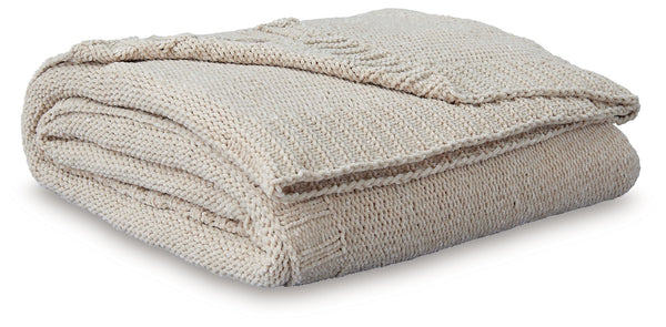 Comfort meets casually chic style in this throw blanket. Its neutral hue and knitted construction create trendy textural variation when draped over a sofa or the foot of a bed. And it goes beyond style, with the soft chenille fabric acting as a cozy compa