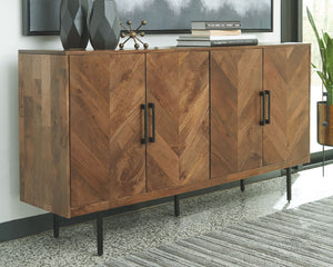  cookbooks and many other options within the sideboard which features 2 fixed shelves. The light brown