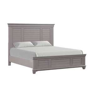The Jamestown Wood Panel Bed in Gray embodies a perfect fusion of contemporary and traditional design elements, offering a versatile and sophisticated look for any bedroom. Expertly crafted from solid Acacia, premium manufactured woods, and authentic Oak 