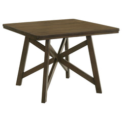 Elevate your dining space with this 47-inch square counter height dining table, perfect for creating a cozy yet stylish dining area. Crafted with engineered wood, hardwoods, and finished with a beautiful mindi veneer, this table showcases natural wood str