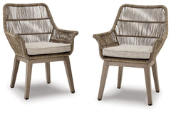 Balancing effortless natural beauty and minimalist design, this arm chair seamlessly brings your contemporary style outdoors. Sporting a wood-look finish, it entices with its NuvellaÂ® fabric thatâ€™s a breeze to clean. This sleek yet durably made chair r