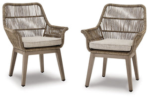 Balancing effortless natural beauty and minimalist design, this arm chair seamlessly brings your contemporary style outdoors. Sporting a wood-look finish, it entices with its NuvellaÂ® fabric thatâ€™s a breeze to clean. This sleek yet durably made chair r