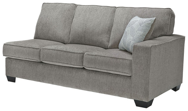 This right-arm facing sofa is made with polyester upholstery. Pairs with other items in the series to make a sectional.<br><br><b>Additional Dimensions</b><br><ul><li>20-" Toss Pillow: 0-"</li><li>Arm height: 26-"</li><li>Leg height: 3-"</li><li>Minimum w