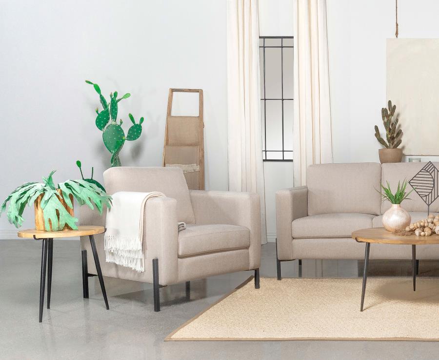 Introducing our impeccably designed modern chair, where sophistication meets comfort. With its clean lines and impeccable tailoring, this sofa exudes elegance. The subtle textured herringbone fabric offers a refined touch, setting it apart in the realm of