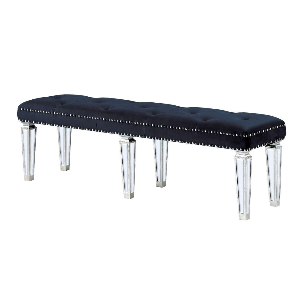 The Varian Bench provides a commanding presence in any room. This contemporary bench features a upholstered seat cushion in luxurious dark upholstery with elegantly tapered legs. Crafted with a transitional look that is an ideal addition to any bedroom, t