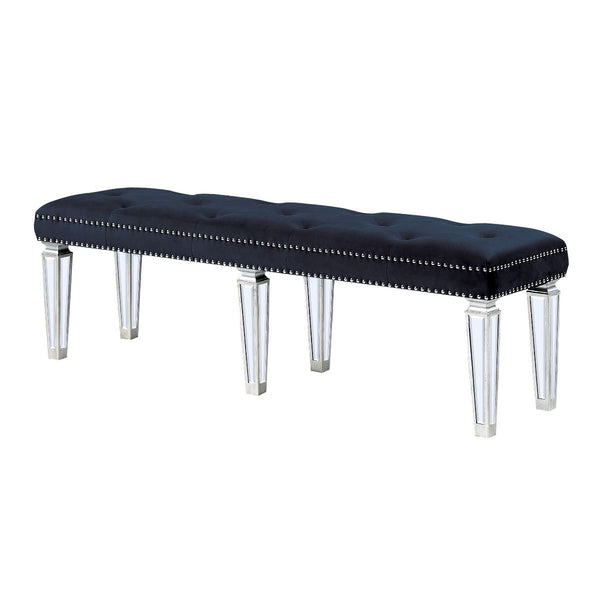 The Varian Bench provides a commanding presence in any room. This contemporary bench features a upholstered seat cushion in luxurious dark upholstery with elegantly tapered legs. Crafted with a transitional look that is an ideal addition to any bedroom, t