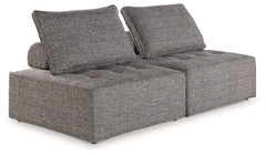 This sectional seeks to bring serenity to your outdoor seating area. Channeling Japandi and casual contemporary aesthetics, its low profile encourages laid-back living without sacrificing sophistication. The included back cushions complete moments of tran
