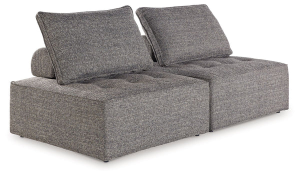This sectional seeks to bring serenity to your outdoor seating area. Channeling Japandi and casual contemporary aesthetics, its low profile encourages laid-back living without sacrificing sophistication. The included back cushions complete moments of tran