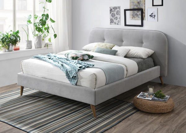Graves - Eastern King Bed - Gray Fabric