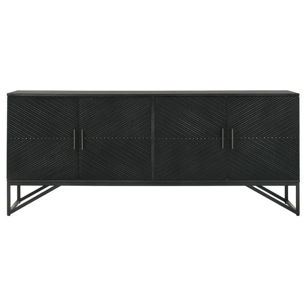  this chic cabinet is versatile and attractive. Diagonal self-striping adds textured effect