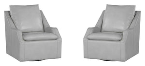 The Asher accent chair features a 360-degree swivel for ease of motion and a modern low-profile design. The comfortable, attached pillowtop seat has subtle welting and stitching, and the back cushion is removable, making cleaning a breeze. The Asher accen