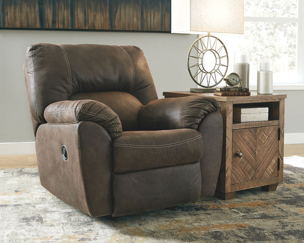  this rocker recliner takes comfort to a whole new level. Faux vintage leather requires minimal care