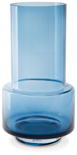 Bring a subtle pop of color to indoor and outdoor centerpieces with this vase. Its long, slim neck leaves plenty of room for your favorite florals or faux greenery. In a dark blue hue, this accent piece keeps your space looking contemporary cool.<br/><br/