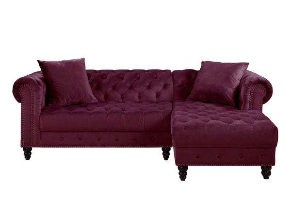 Adnelis - Sectional Sofa - Red Velvet