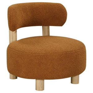 Play with proportionality with the intriguing silhouette of this modern accent armchair. Designed to make a statement in your living area, it boasts thick, plush boucle upholster that sets a trendy ambiance. The chair shows off a low profile, complete wit