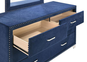 Melody - 6-Drawer Upholstered Dresser - Pacific Blue