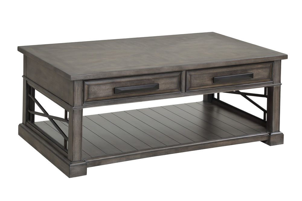 Inspired by the rustic beauty of America-'s greatest landscapes, this stunning Cocktail Table from the Sundance collection makes and eye-catching addition to a room. Its classic silhouette is highlighted with a hand-applied, multi-step finish in Smokey Gr