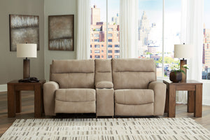 Next-Gen Durapella - Sand - 3-Piece Power Reclining Sectional Loveseat With Console