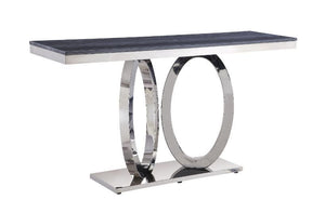 Balance your upholstered seating furniture with some high contrast elements that will make your living room feel more modern and complete. Sheen adds sparkle, Stainless steel frame works perfectly with cultured marble top. Shiny metal base designed with i