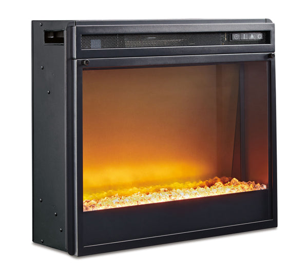 Entertainment Accessories - Black - Fireplace Insert Glass/Stone