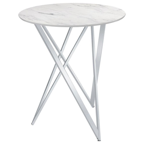  this bar height table brings a chic