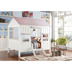 Take bed-time with this incredible Spring Cottage full size bed. This is a dream come true for children everywhere, the bed is sure to transform any room into the ultimate dreamland. The bed features pink roof top with white finish throughout the whole ho