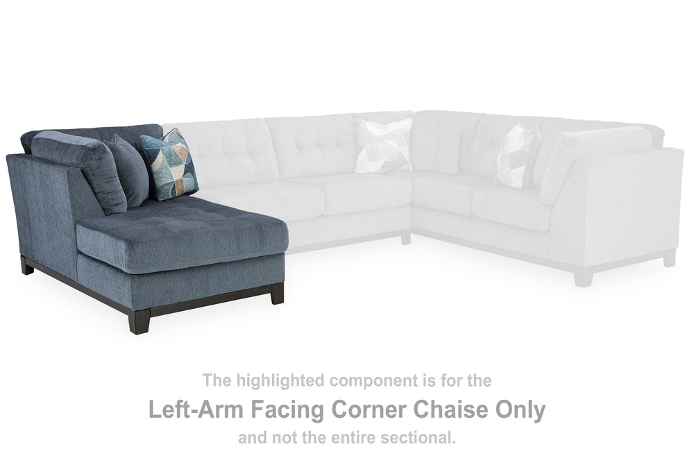 This left-arm facing corner chaise is made with polyester upholstery. Pairs with other items in the series to make a sectional.<br><br><b>Additional Dimensions</b><br><ul><li>Arm height: 37-"</li><li>Seat depth: 52-"</li><li>Seat height: 21-"</li><li>Top 