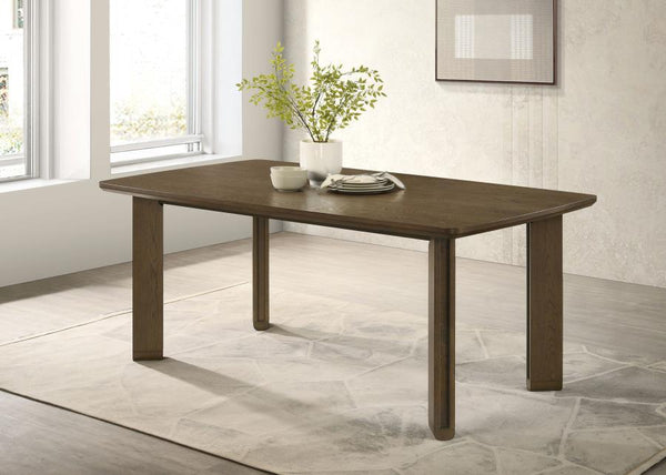  showcasing a refined silhouette and a warm oak veneer surface in brown finish. Engineered wood reinforces its structure