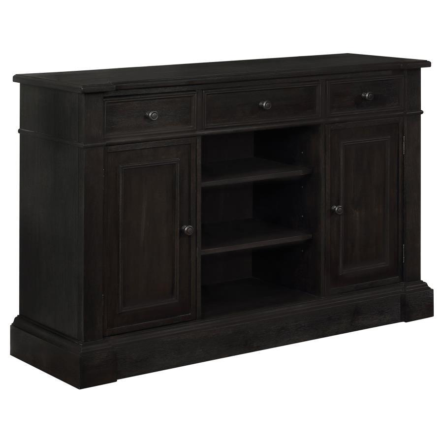 Refined elegance meets everyday versatility in this beautifully crafted sideboard, designed to elevate any dining space. With its antique noir finish, this piece exudes a sense of timeless sophistication, effortlessly complementing both formal and casual 