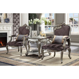 The Picardy chair brings the influence of European antiques to life with traditional carvings, detailed looping, and gorgeous antique finish. The hand applied finish enhances the beauty of the detailed woodwork and carvings. The chair features cabriole le