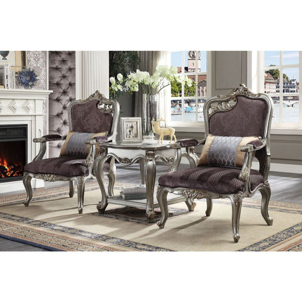 The Picardy chair brings the influence of European antiques to life with traditional carvings, detailed looping, and gorgeous antique finish. The hand applied finish enhances the beauty of the detailed woodwork and carvings. The chair features cabriole le
